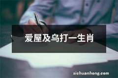 爱屋及乌打一生肖