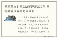 三国鼎立时间222年还是229年 三国鼎立成立的时间简介