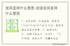 龙凤呈祥什么意思 成语龙凤呈祥什么意思