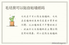 毛坯房可以贴自粘墙纸吗