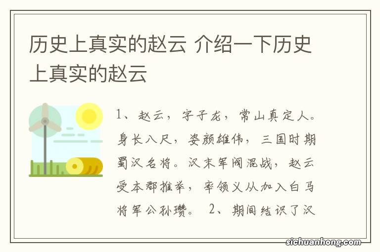 历史上真实的赵云 介绍一下历史上真实的赵云