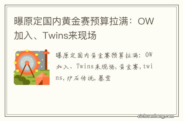 曝原定国内黄金赛预算拉满：OW加入、Twins来现场