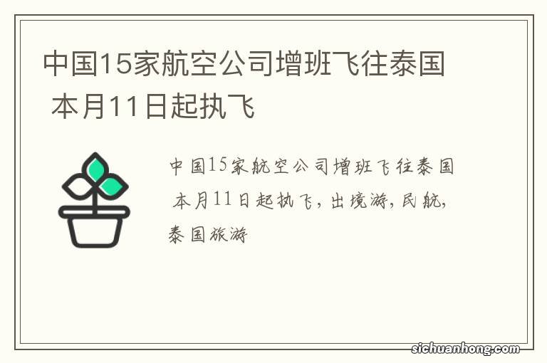 中国15家航空公司增班飞往泰国 本月11日起执飞