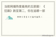 当前网播热度最高的五部剧：《狂飙》跌至第二，你在追哪一部？