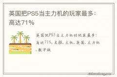 英国把PS5当主力机的玩家最多：高达71%