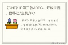 《DNF》IP第三款ARPG：开放世界、登移动/主机/PC