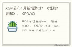 XGP公布1月新增游戏：《怪猎：崛起》、《P3/4》