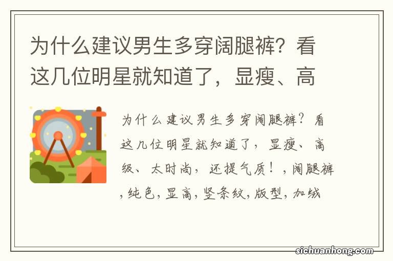 为什么建议男生多穿阔腿裤?看这几位明星就知道了,显瘦、高级、太时尚,还提气质!