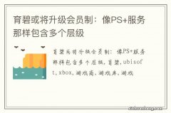 育碧或将升级会员制：像PS+服务那样包含多个层级