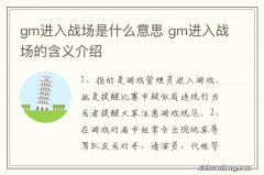 gm进入战场是什么意思 gm进入战场的含义介绍