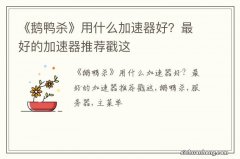 《鹅鸭杀》用什么加速器好？最好的加速器推荐戳这