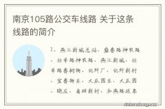 南京105路公交车线路 关于这条线路的简介