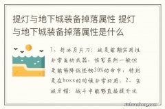 提灯与地下城装备掉落属性 提灯与地下城装备掉落属性是什么