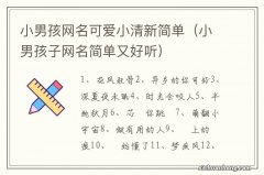 小男孩子网名简单又好听 小男孩网名可爱小清新简单