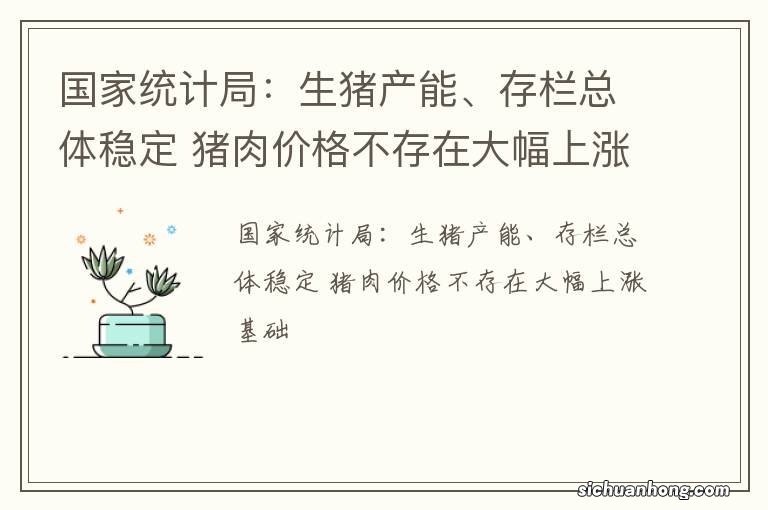 国家统计局：生猪产能、存栏总体稳定 猪肉价格不存在大幅上涨基础