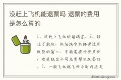 没赶上飞机能退票吗 退票的费用是怎么算的