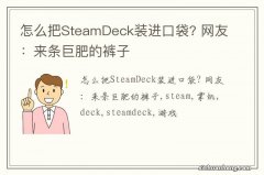 怎么把SteamDeck装进口袋? 网友：来条巨肥的裤子