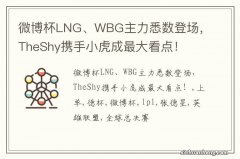 微博杯LNG、WBG主力悉数登场，TheShy携手小虎成最大看点！