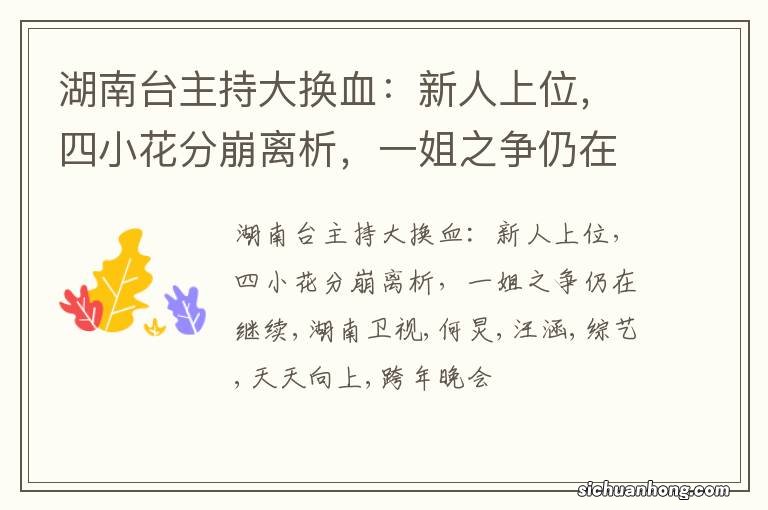 湖南台主持大换血：新人上位，四小花分崩离析，一姐之争仍在继续