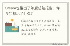 Steam也推出了年度总结报告，你今年都玩了什么？