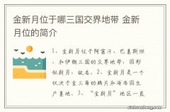 金新月位于哪三国交界地带 金新月位的简介