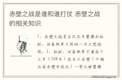 赤壁之战是谁和谁打仗 赤壁之战的相关知识