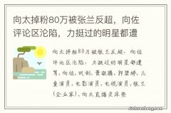 向太掉粉80万被张兰反超，向佐评论区沦陷，力挺过的明星都遭骂