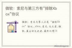 微软：索尼与第三方有“排除Xbox”协议