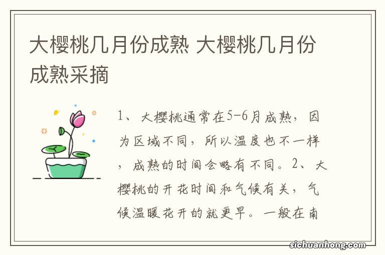 大樱桃几月份成熟 大樱桃几月份成熟采摘