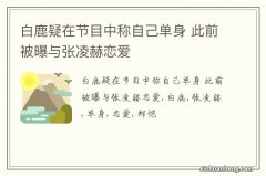 白鹿疑在节目中称自己单身 此前被曝与张凌赫恋爱