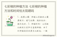 七彩椒的种植方法 七彩椒的种植方法和时间怕太阳哂吗