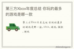 第三方Xbox年度总结 你玩的最多的游戏是哪一款