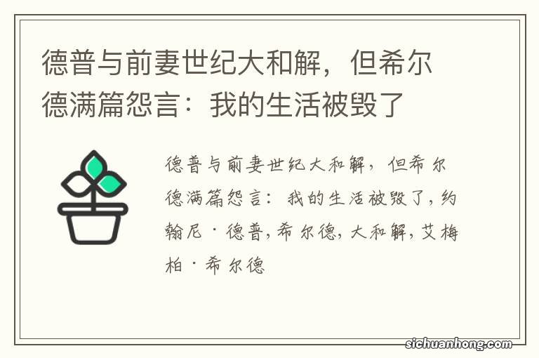 德普与前妻世纪大和解,但希尔德满篇怨言:我的生活被毁了