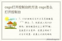 csgo打开控制台的方法 csgo怎么打开控制台