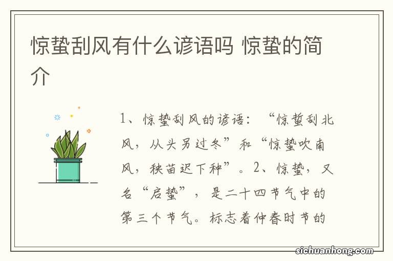 惊蛰刮风有什么谚语吗 惊蛰的简介