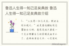 鲁迅人生得一知己足矣典故 鲁迅人生得一知己足矣典故介绍