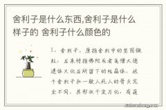 舍利子是什么东西,舍利子是什么样子的 舍利子什么颜色的