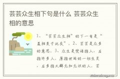 芸芸众生相下句是什么 芸芸众生相的意思