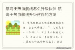 航海王热血航线怎么升级伙伴 航海王热血航线升级伙伴的方法