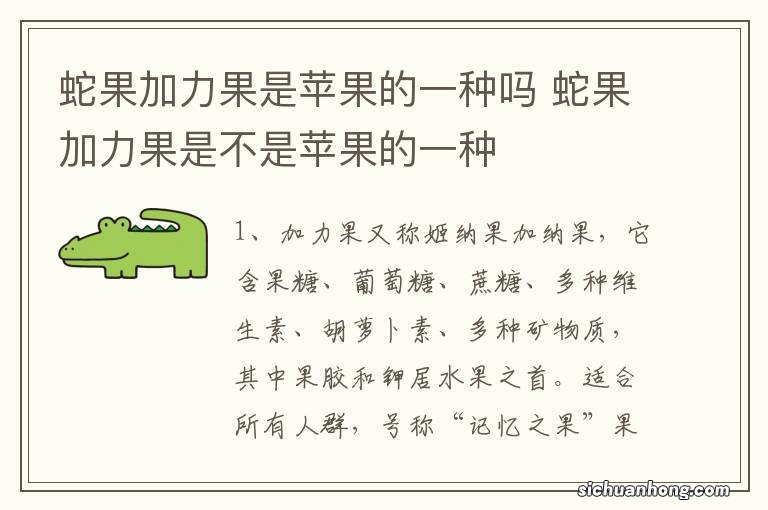 蛇果加力果是苹果的一种吗 蛇果加力果是不是苹果的一种