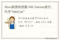 Xbox新游戏泄露 WB Games发行、代号“MetCat”