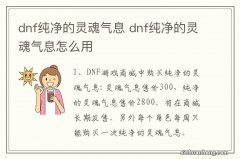 dnf纯净的灵魂气息 dnf纯净的灵魂气息怎么用