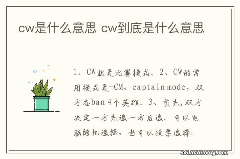 cw是什么意思 cw到底是什么意思