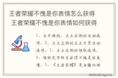 王者荣耀不愧是你表情怎么获得 王者荣耀不愧是你表情如何获得