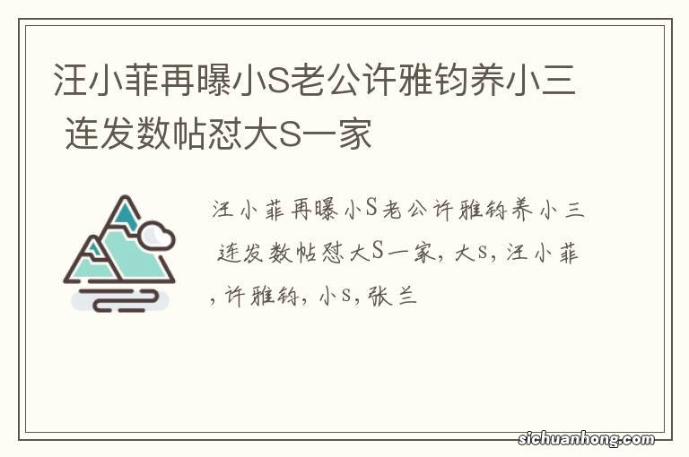 汪小菲再曝小S老公许雅钧养小三 连发数帖怼大S一家