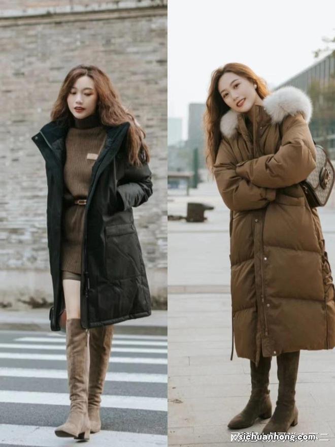冬季穿羽绒服,学潮人这样配靴子、搭裤子,时尚优雅、又暖又美