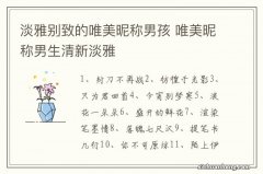 淡雅别致的唯美昵称男孩 唯美昵称男生清新淡雅