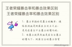 王者荣耀暴击率和暴击效果区别 王者荣耀暴击率和暴击效果区别是什么