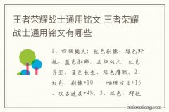 王者荣耀战士通用铭文 王者荣耀战士通用铭文有哪些