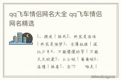 qq飞车情侣网名大全 qq飞车情侣网名精选